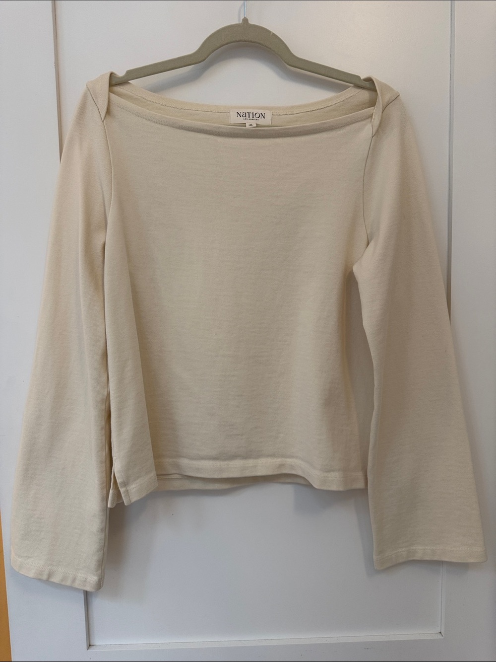 Nation LTD Cream Long Sleeve Boatneck Top